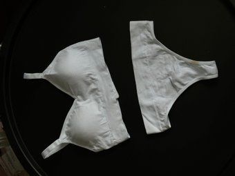 Комплект топ+трусики стрінги, Білий, L-XL